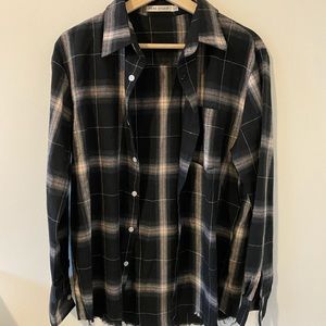 Black Frayed Flannel Shirt